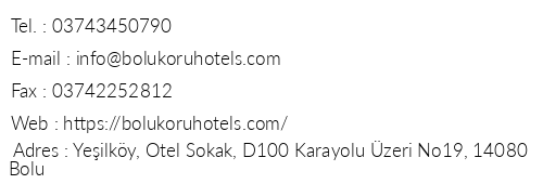 Bolu Koru Hotels Spa & Convention telefon numaralar, faks, e-mail, posta adresi ve iletiim bilgileri